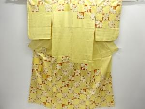 金彩市松に花模様刺繍訪問着